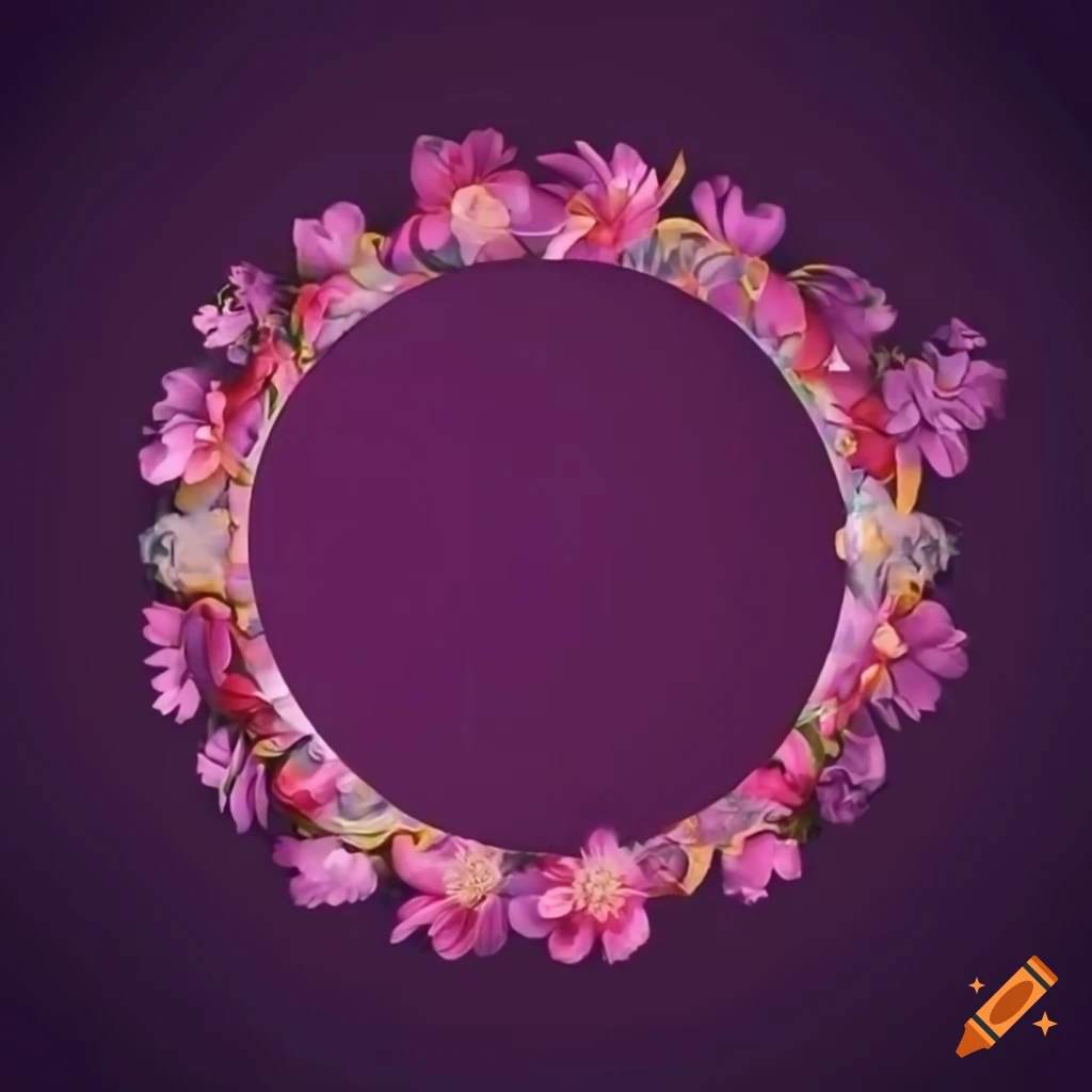 flower decorated circular frame on light background