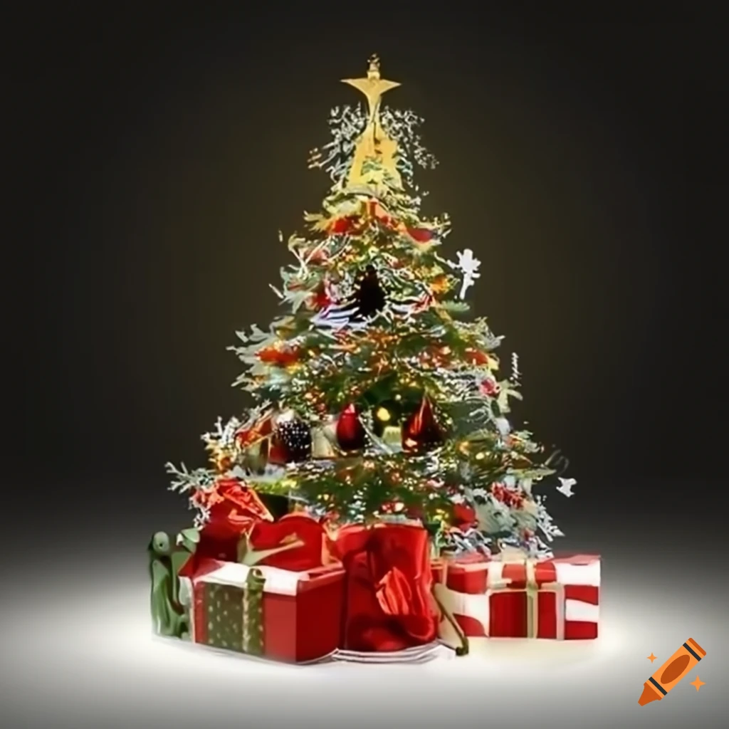 Moderne christmas tree with gifts