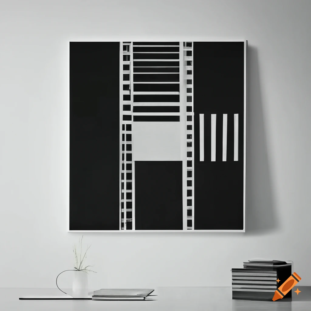 black and white poster with Bauhaus design