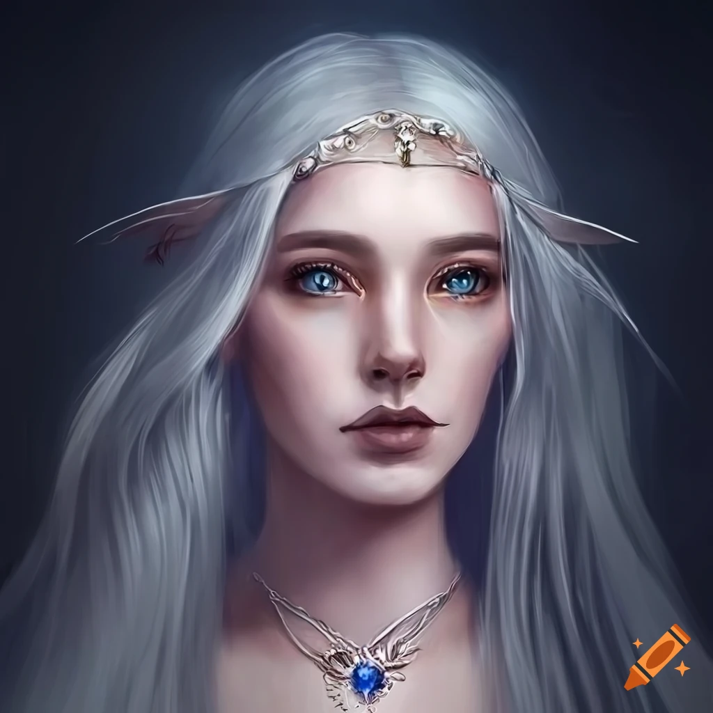 Portrait of a silver-haired elf maiden