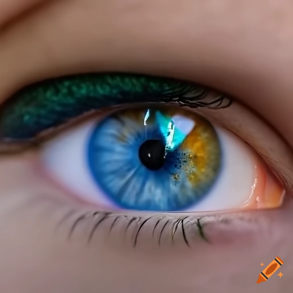 portrait of a girl with green hair and different colored eyes