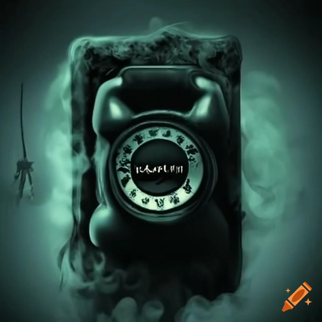 eerie haunted phone emitting smoke and whispers