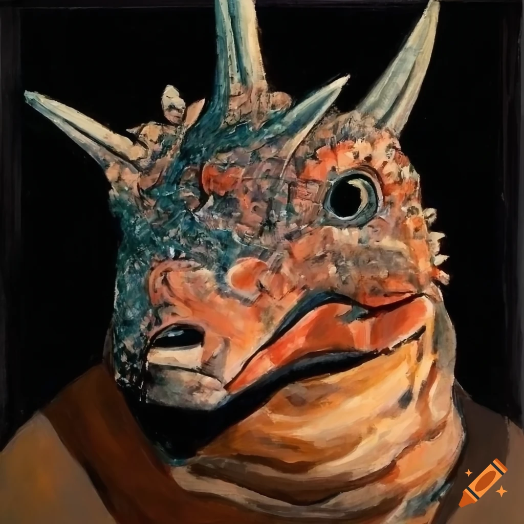 Portrait of an ankylosaurus inspired by modigliani