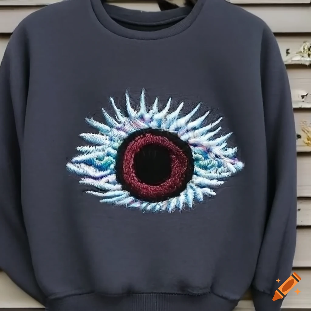 Embroidered sweatshirt with an envy eye pattern