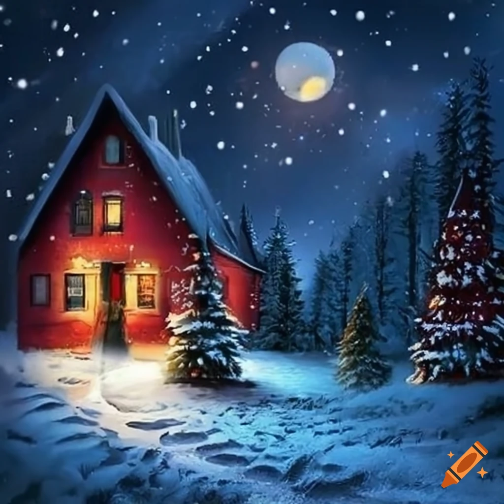 Paysage de noël le soir on Craiyon