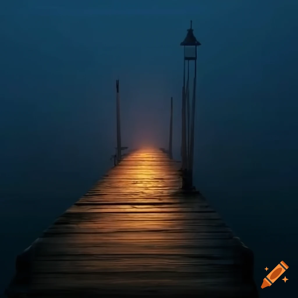 Small pier in morning fog