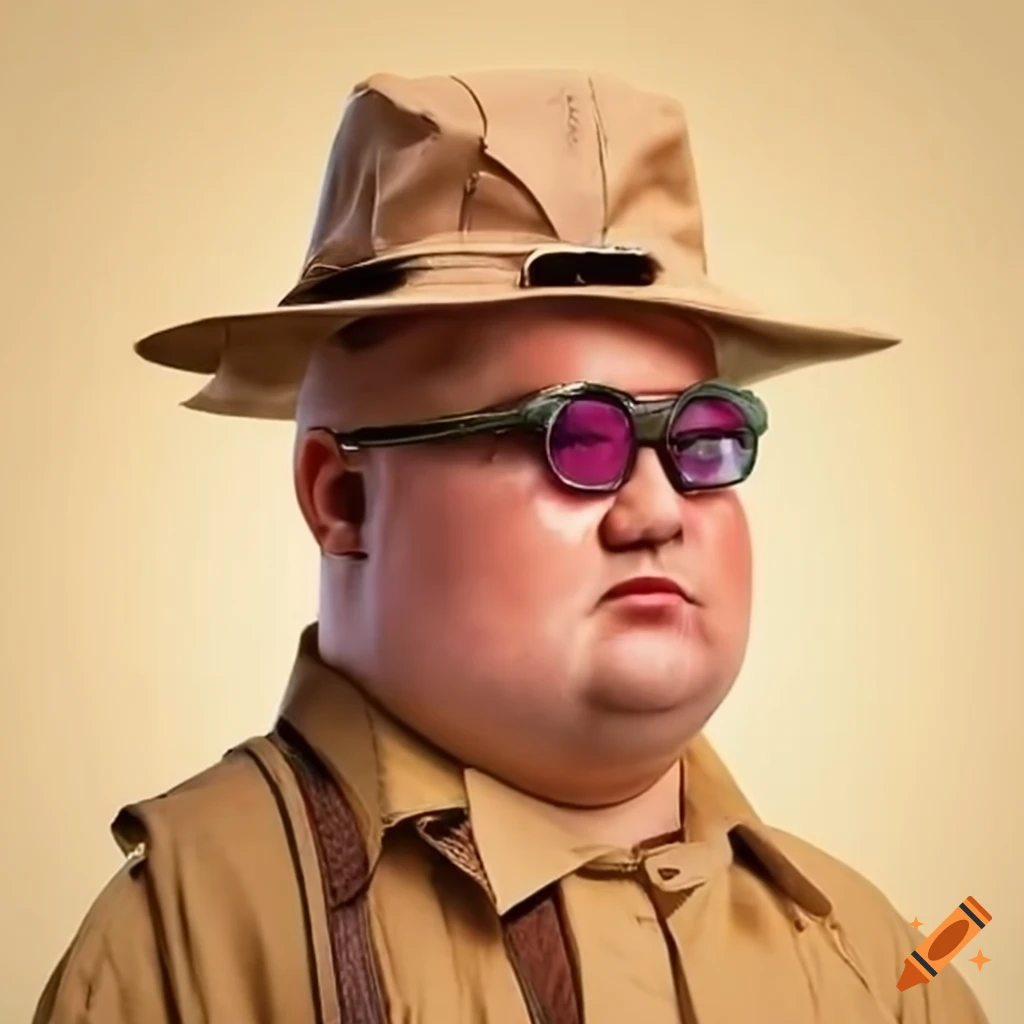 Husky man dressed as a safari guide