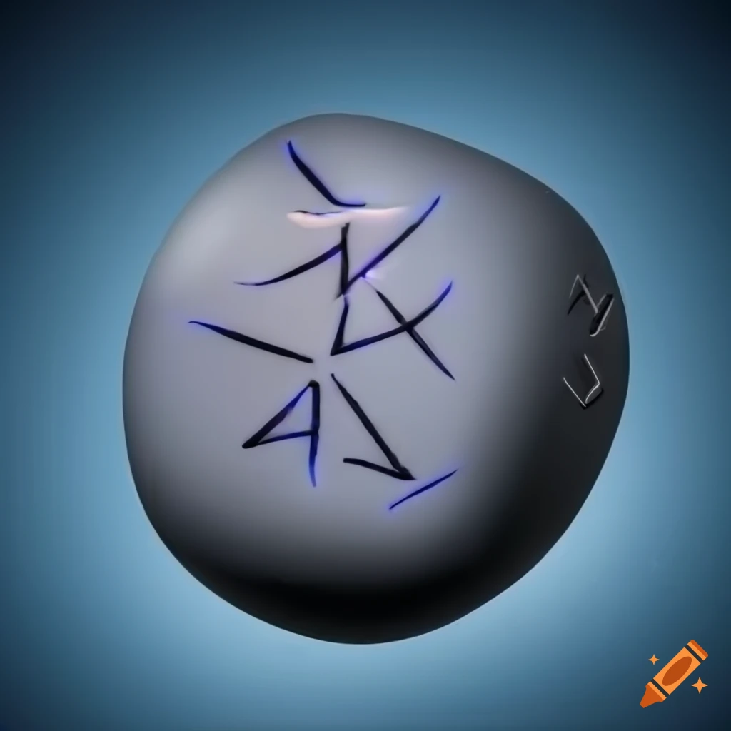 Light stone rune with branching lines on a blue background