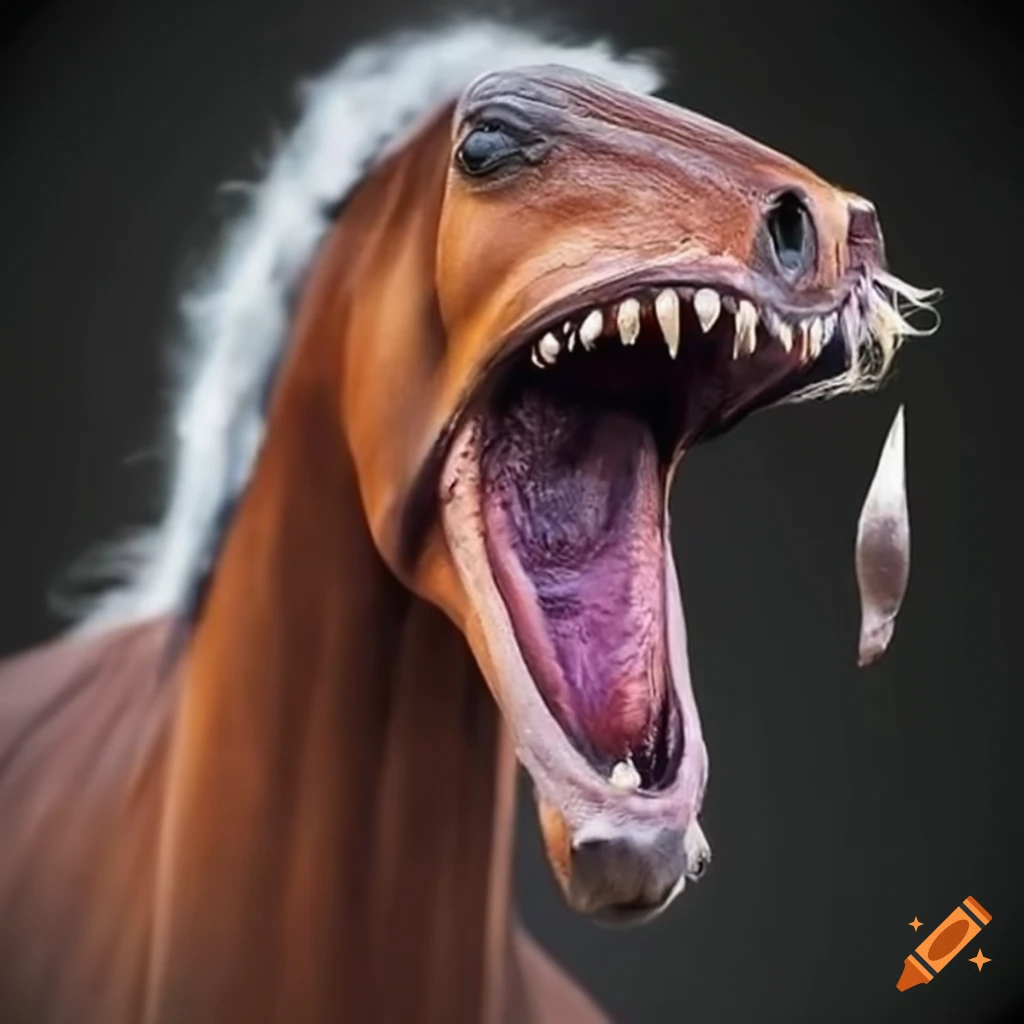 Image of a ferocious horse with foaming mouth
