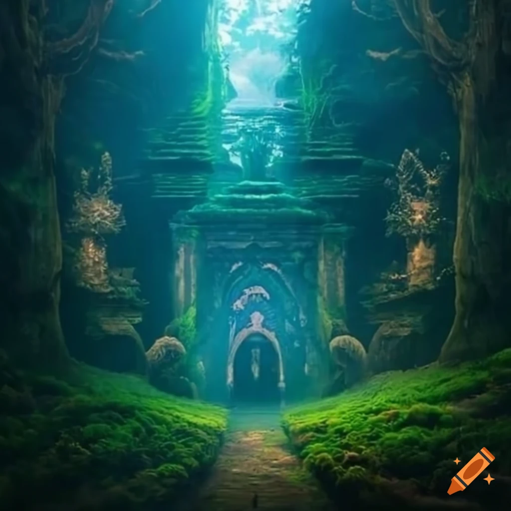 Ancient temple in the midst of an enchanted forest