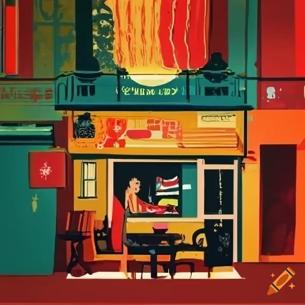 1960s style café poster in french language on Craiyon