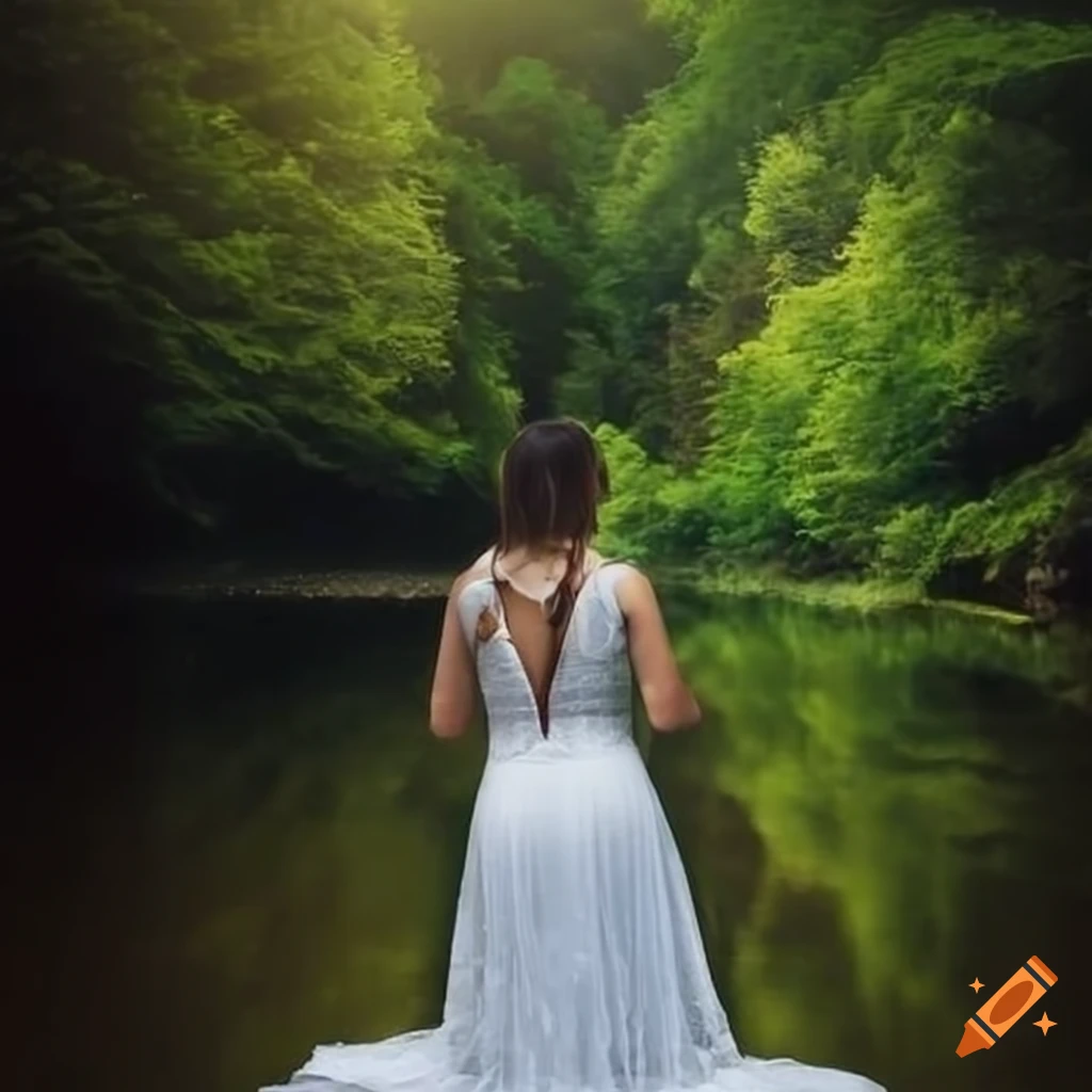 woman praying by the river
