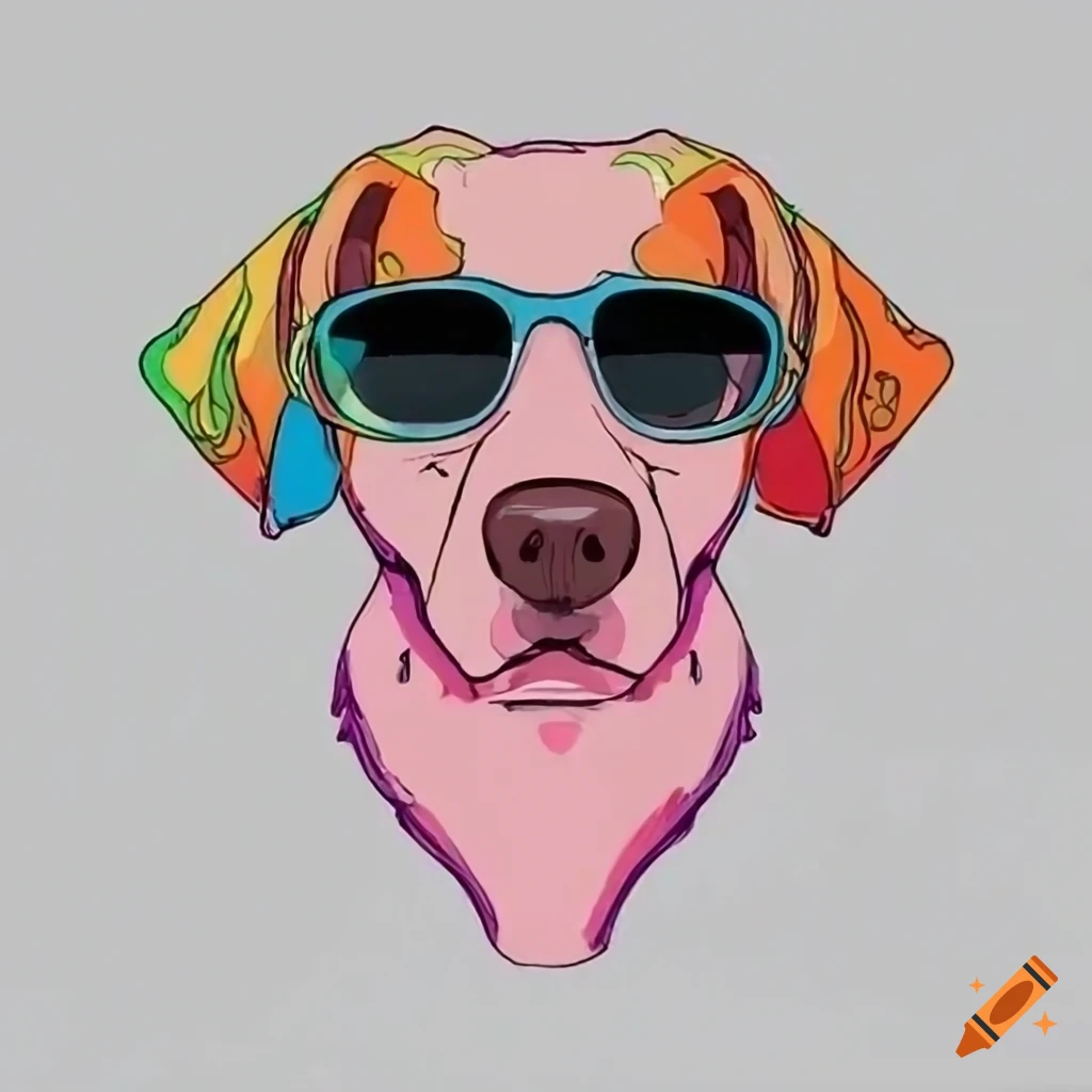 Sketch of pointer dog wearing sunglasses on Craiyon