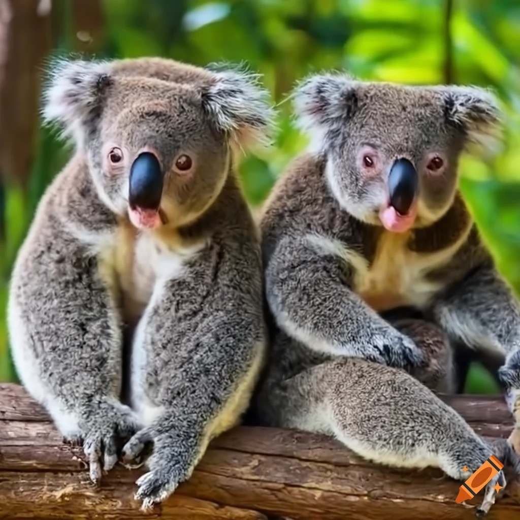 Group of koalas sitting in the trees
