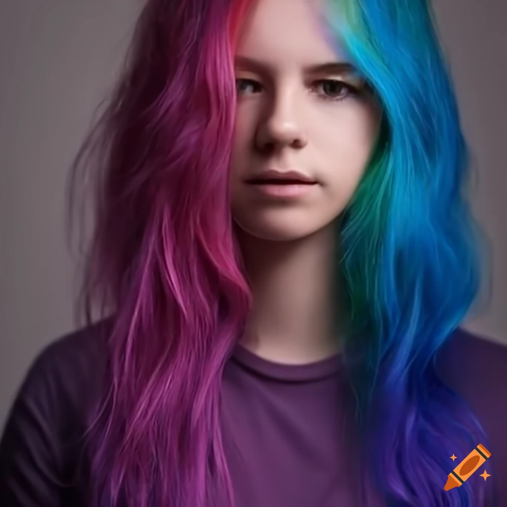 Female college student with dyed hair