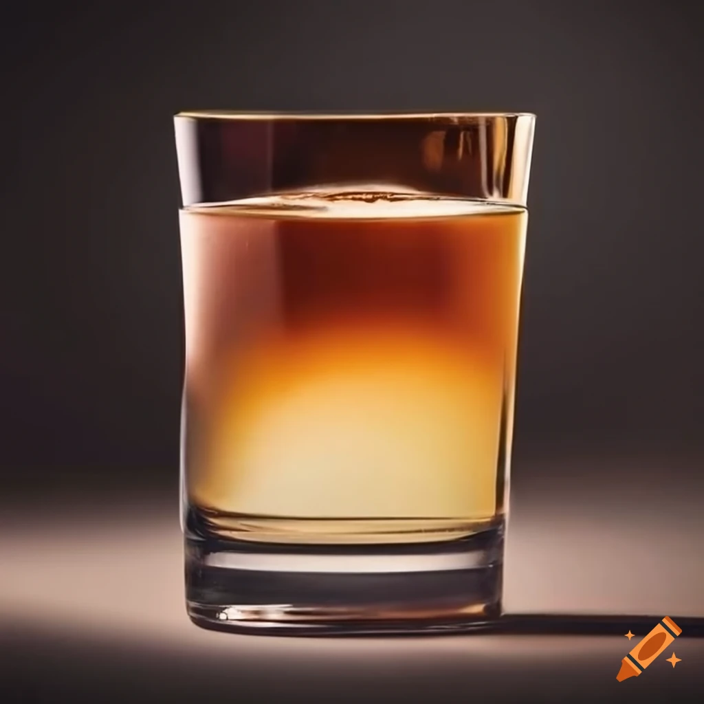 Twotoned shot glass with dark and light brown liquors
