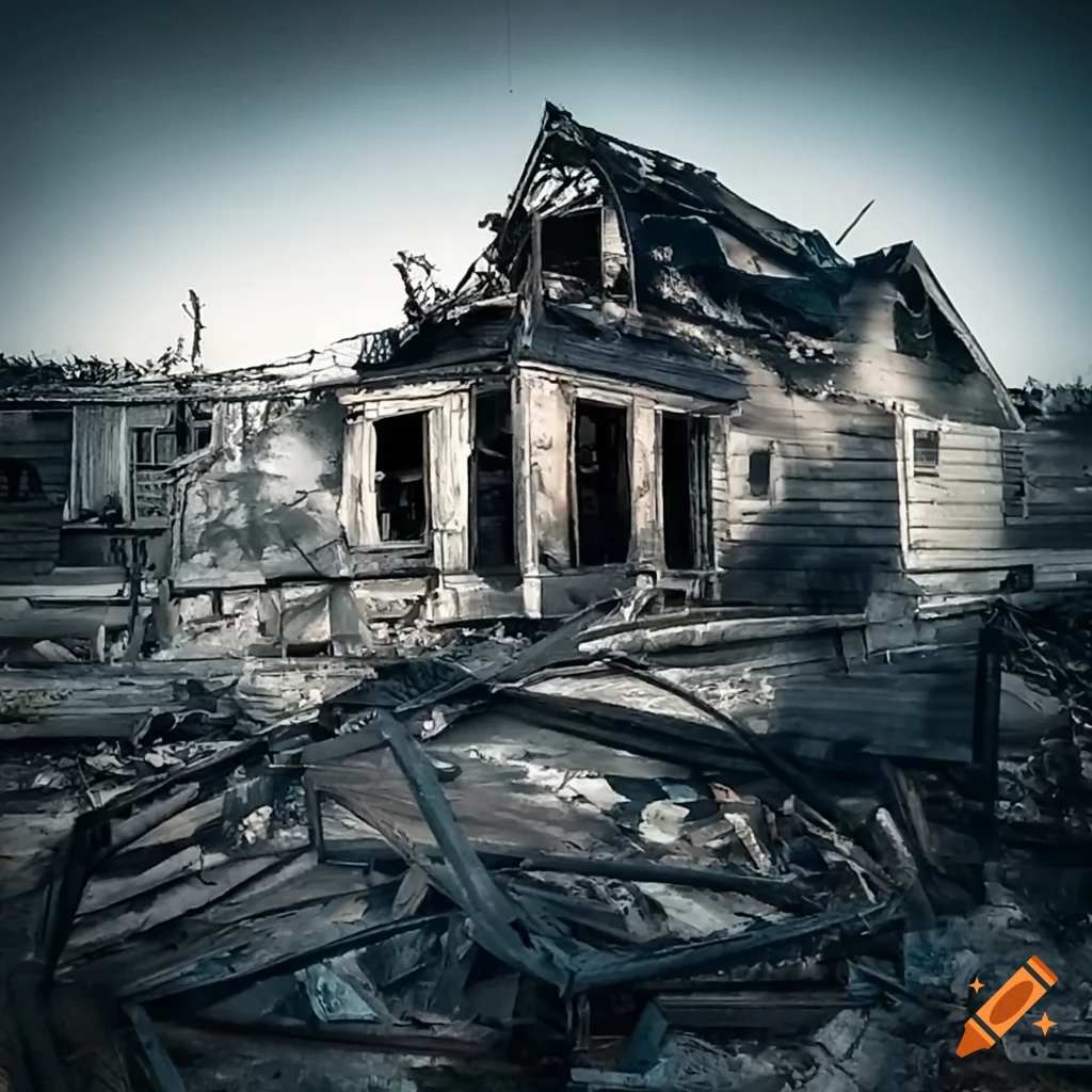 Abandoned burned down house on Craiyon