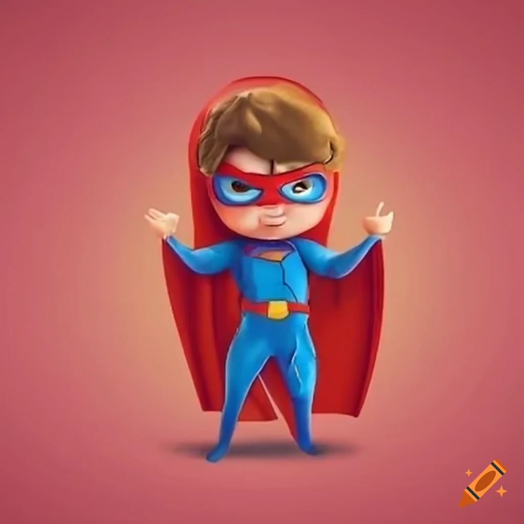 Cute animated superhero donut with red cape and Homewood Hero uniform
