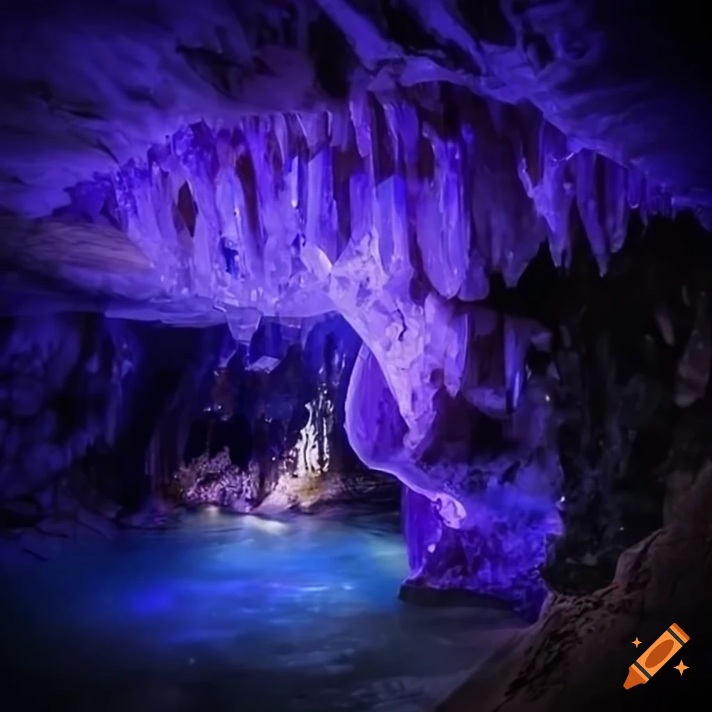 Realistic crystal dragon cave with diamonds and amethysts