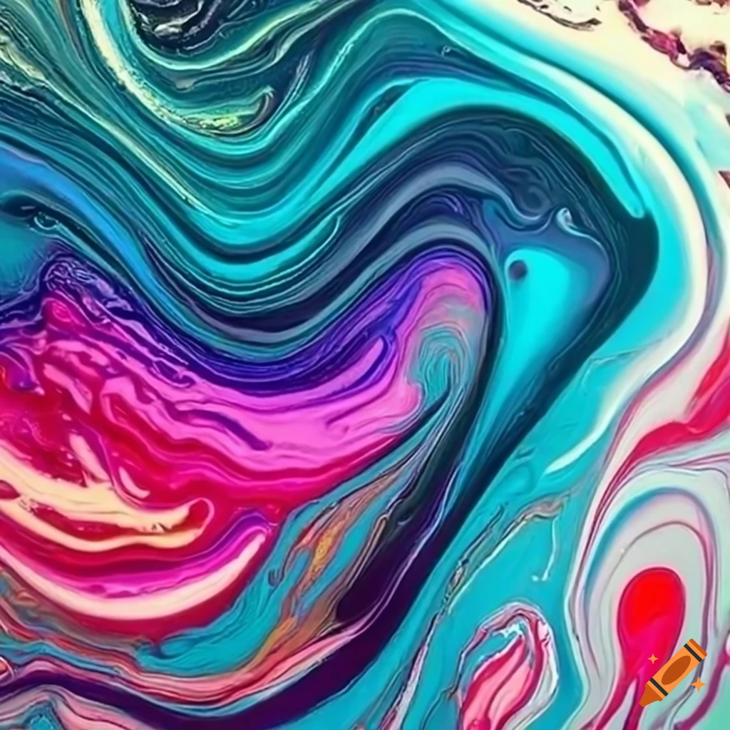 Abstract acrylic paint pour artwork
