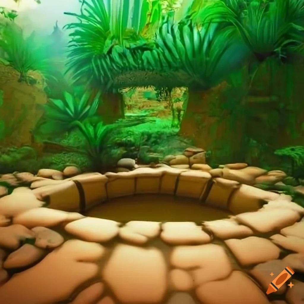 Well in a lush desert oasis