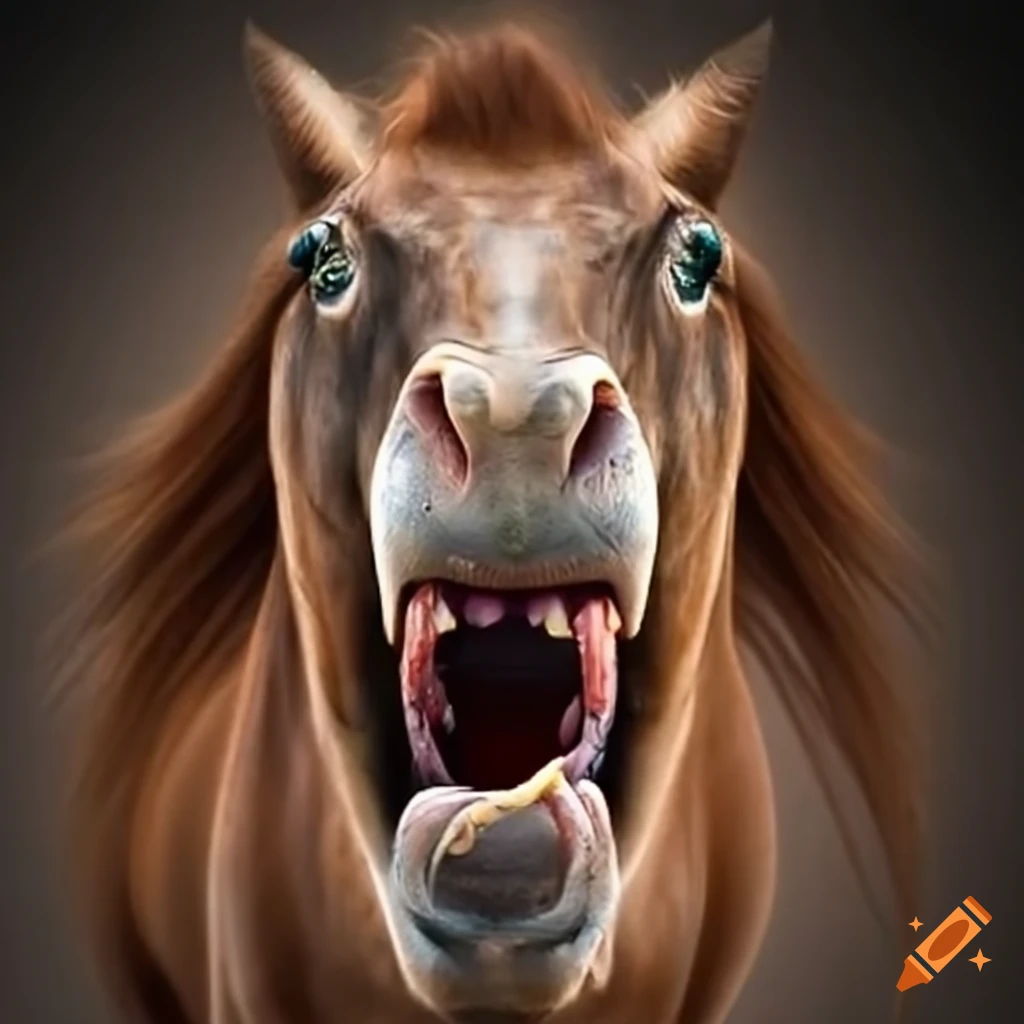 Image of a ferocious horse with foaming mouth