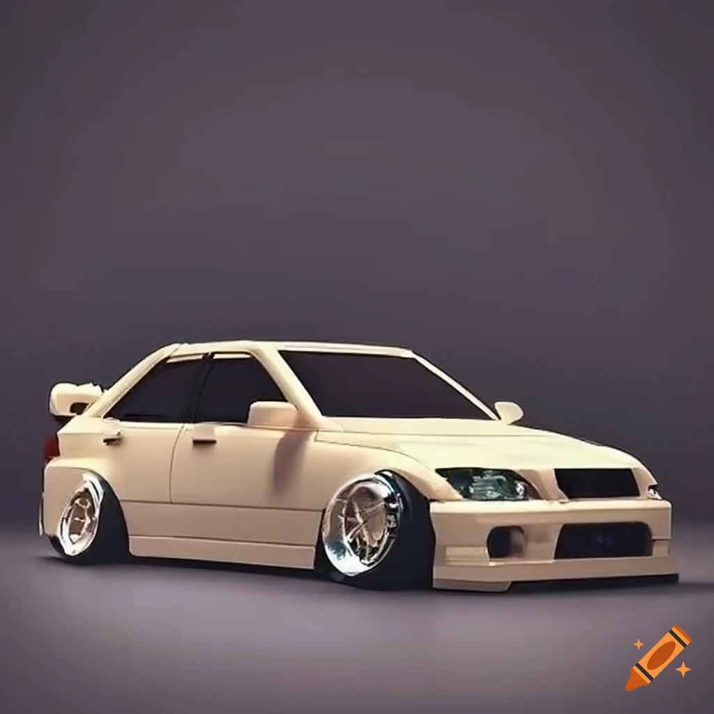 Lowered ivory colored lexus is300 with trd lip kit and chrome weds