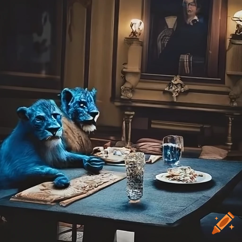 blue lions resembling a scene from the movie The Godfather