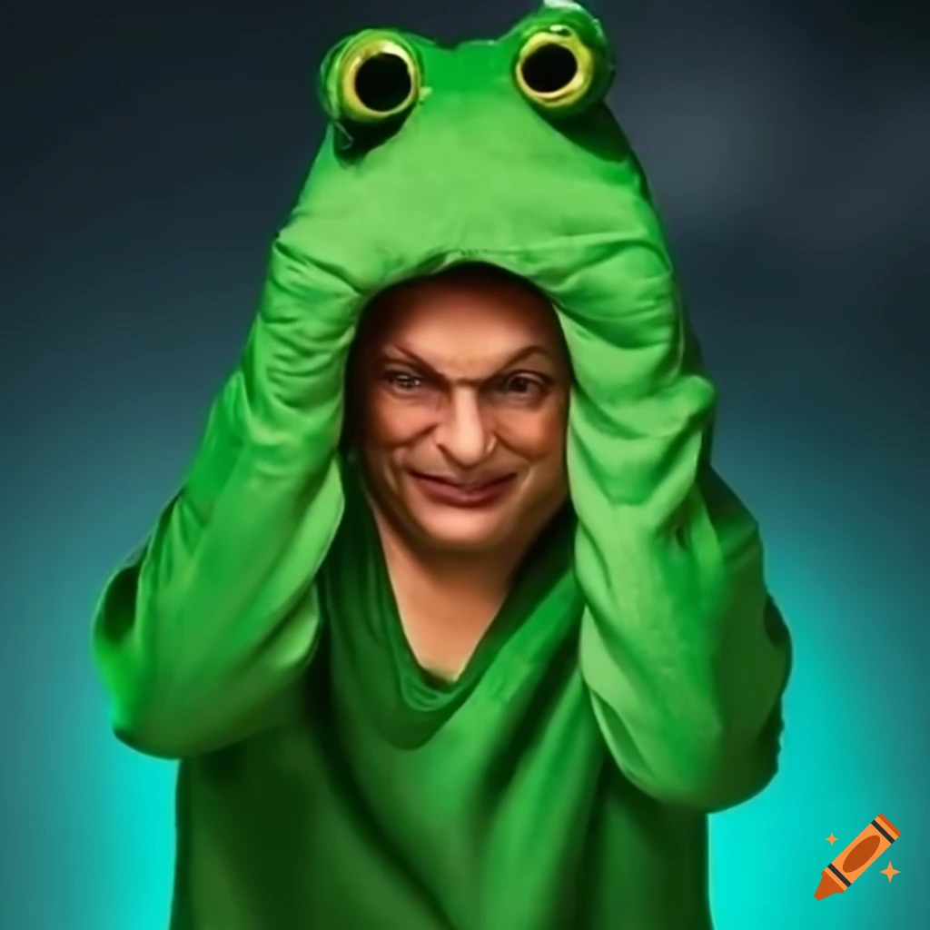 Victor Orban wearing a frog costume