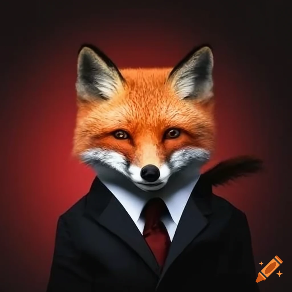 Red fox wearing a suit on Craiyon