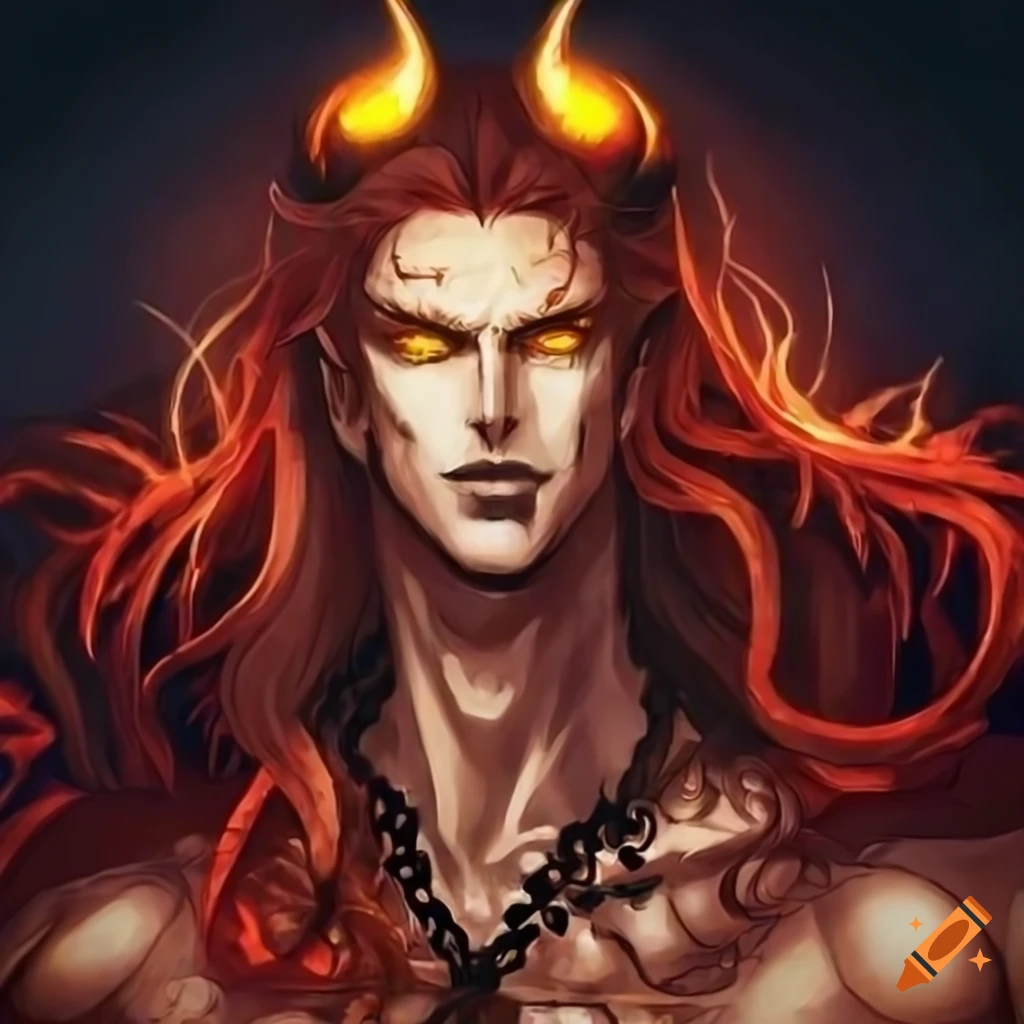 Portrait of an attractive man with horns and yellow eyes on Craiyon