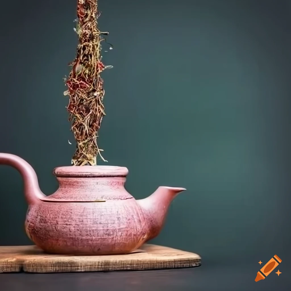 Mixing dried red and green herbs in a dark background