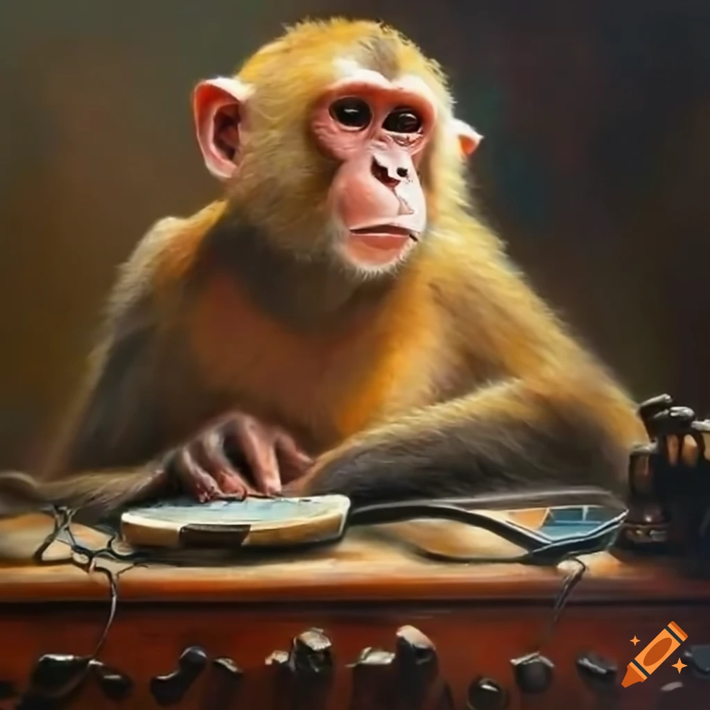 Monkey using an old ham radio