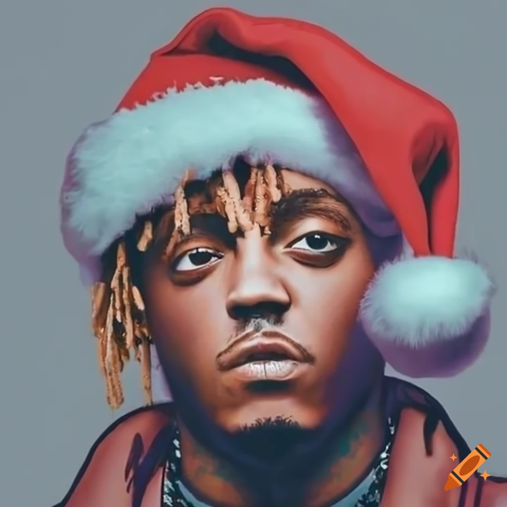 Juice wrld wearing a santa hat on Craiyon