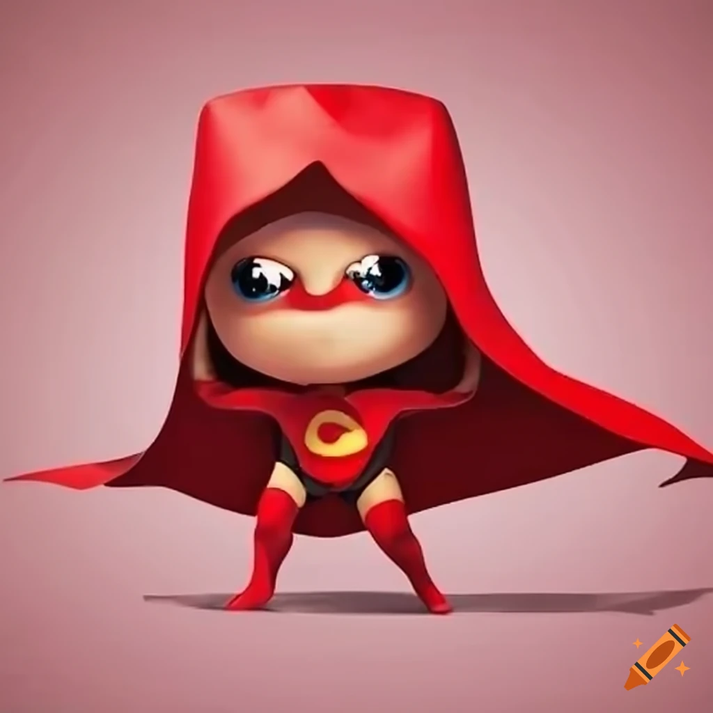 Cute animated superhero donut with red cape and Homewood Hero uniform