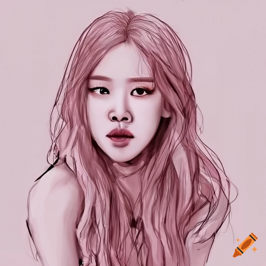 Drawing of Rosé from Blackpink on a white background