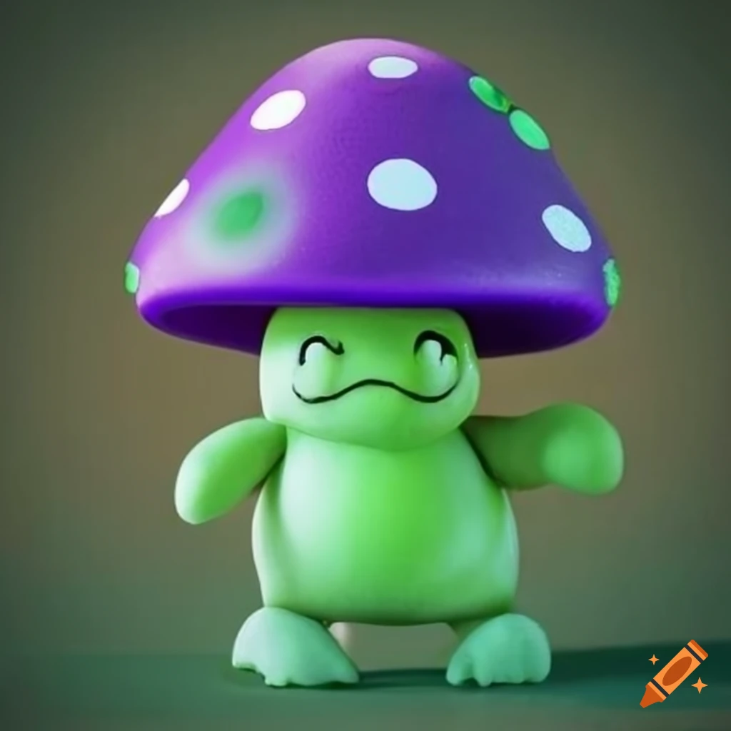 illustration of a chubby light green humanoid mushroom