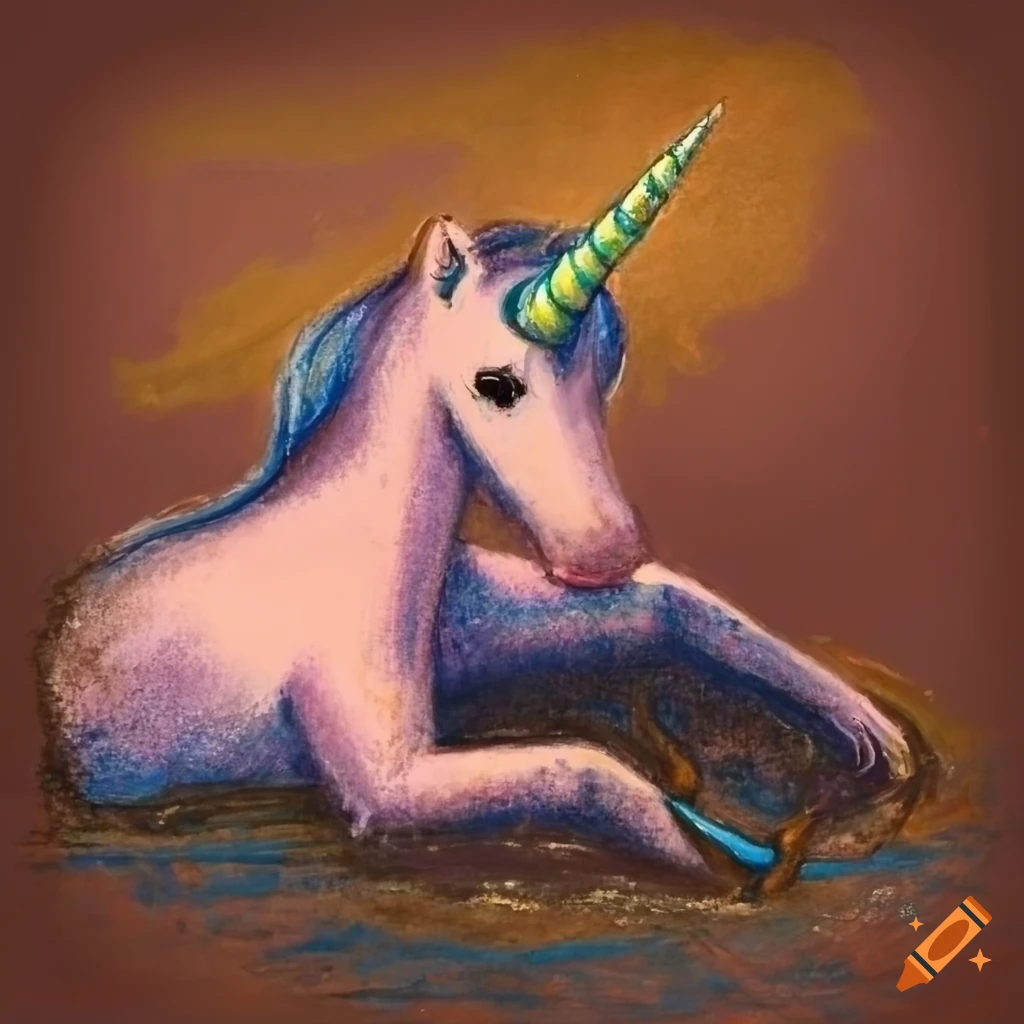 rear view of a unicorn sinking in muddy dung heap