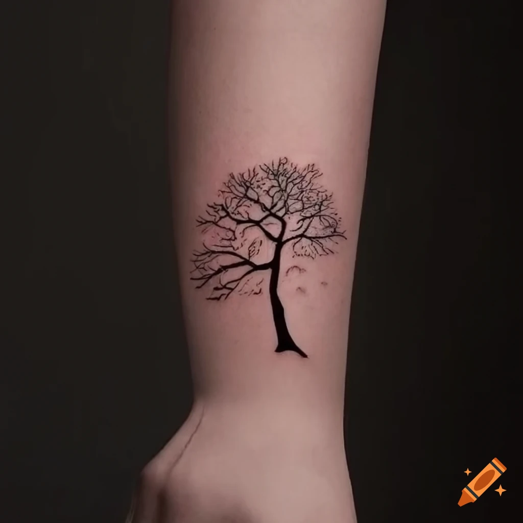 Dark and Light Tribal Tree Tattoo