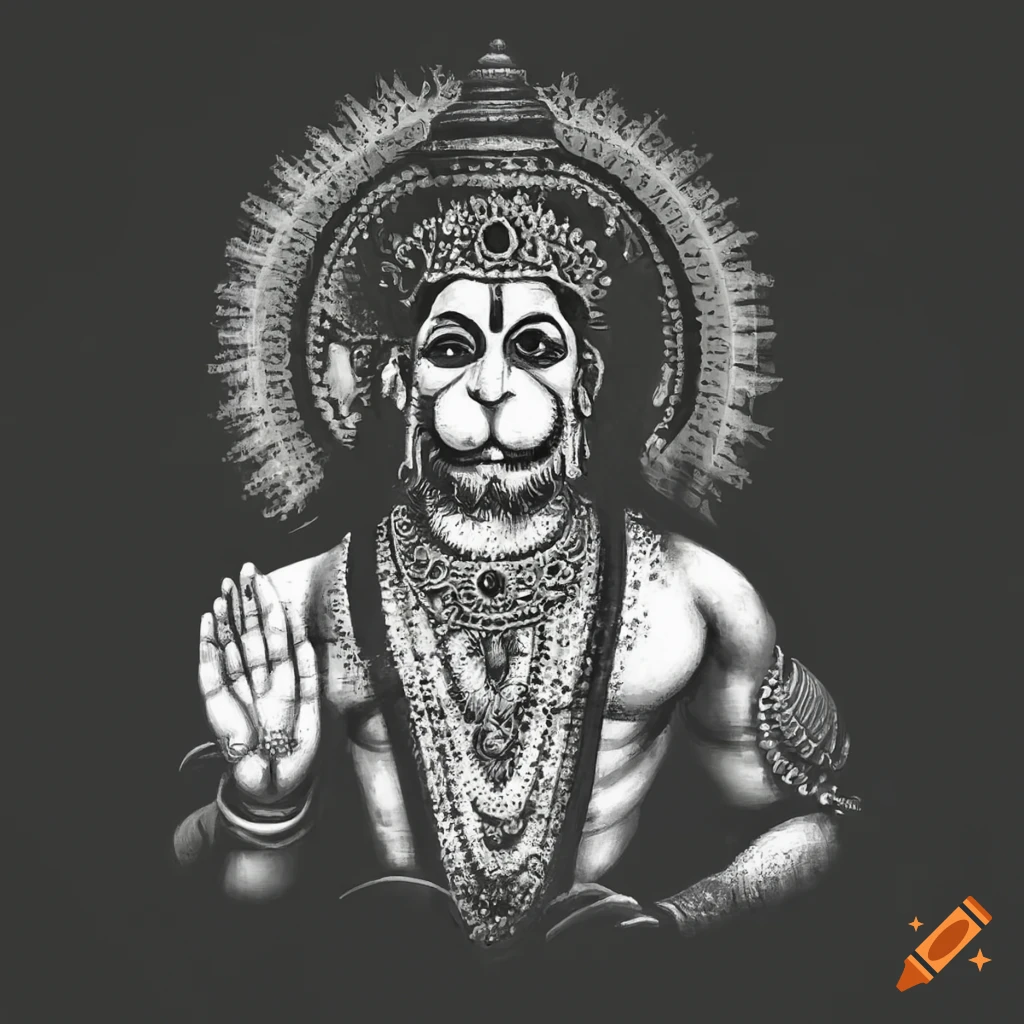 Download Orange And Black Hanuman Art Wallpaper | Wallpapers.com