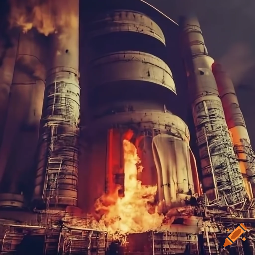 Soviet electrical arc furnace emitting sparks and flames on Craiyon