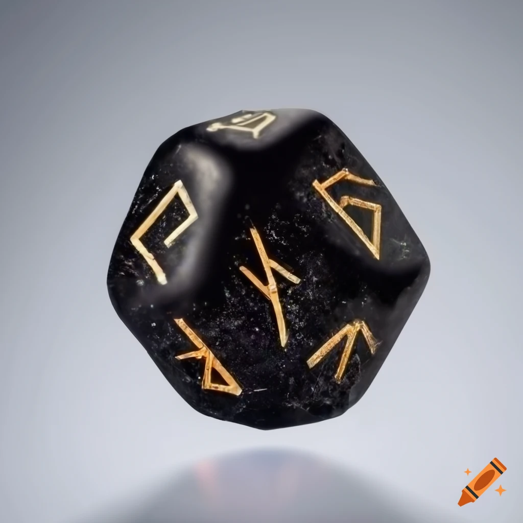 Geometric dark quartz rune with clean lines on a white background