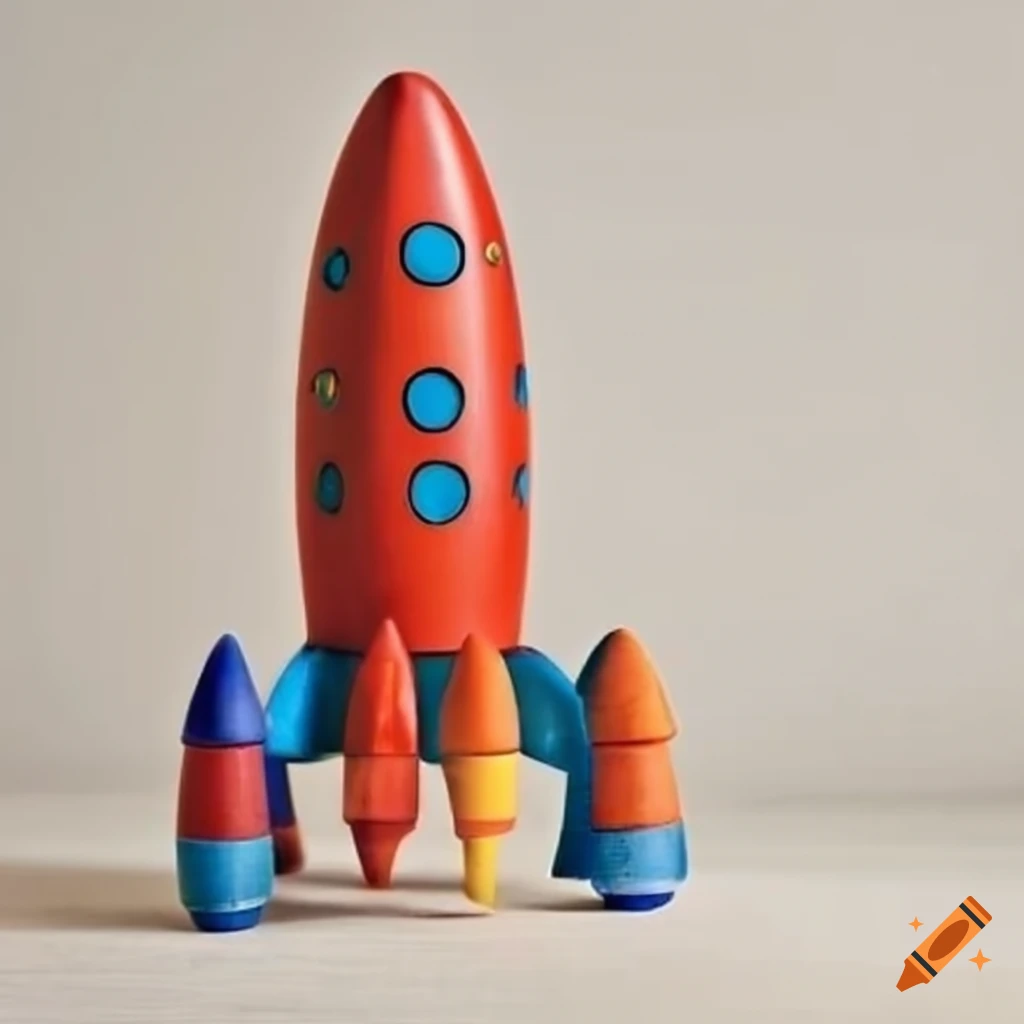 Handmade wooden toy rocket on Craiyon