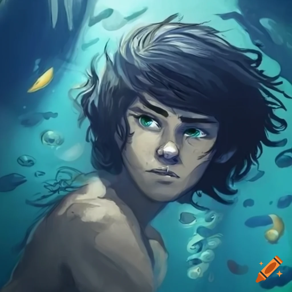 Percy jackson resting underwater