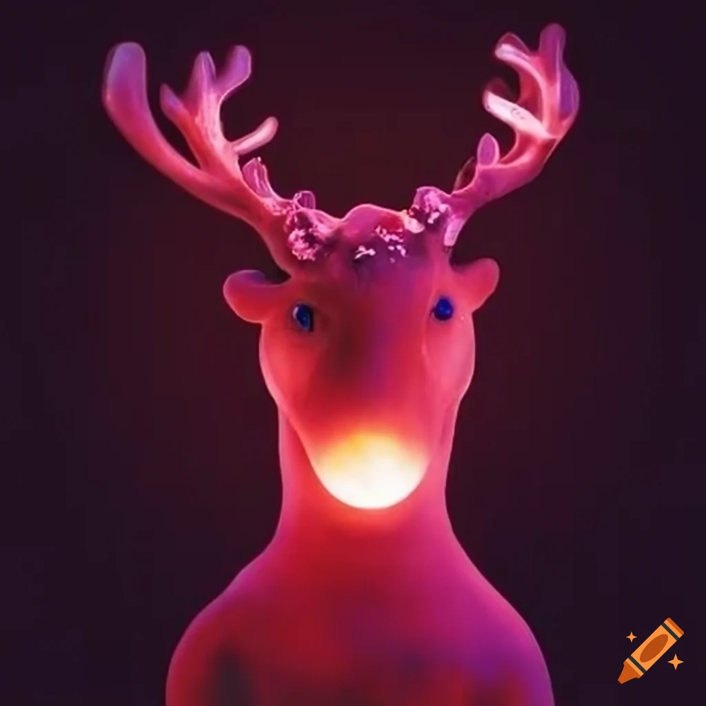 Reindeer with a luminous crimson snout