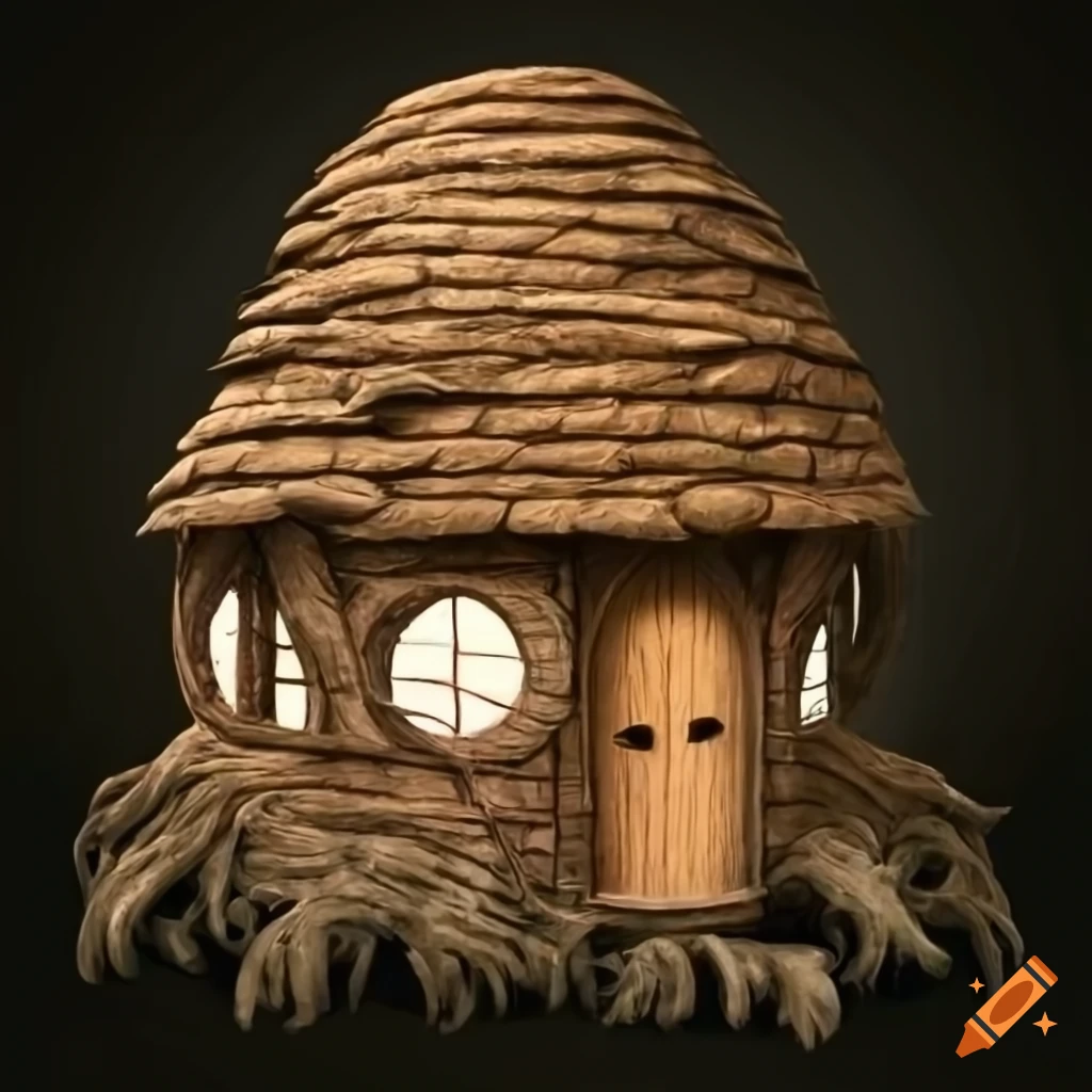 Fairy house nest box with curved roof and fairy windows on white background