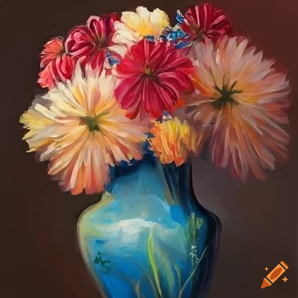 Beautiful flower in a vase painting