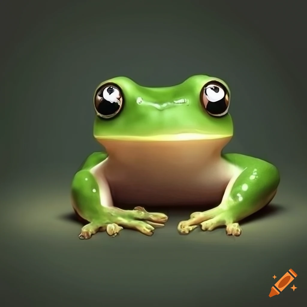 Realistic cute frog with a happy expression
