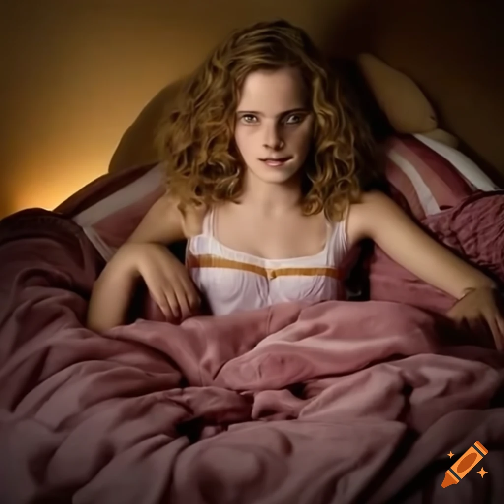Hermione in pajamas lying in bed