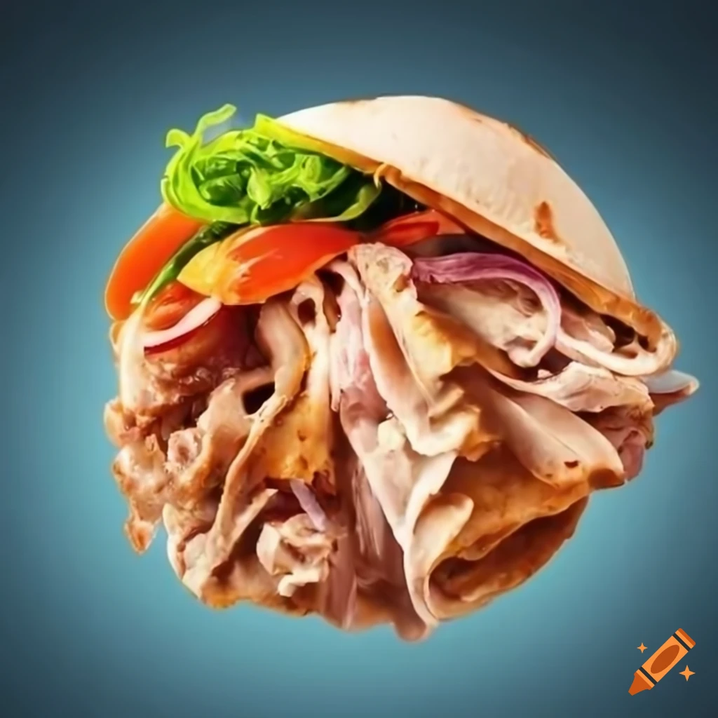 Thin sliced chicken doner kebab meat